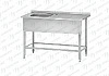 Ванна с рабочей поверхностью РПЦн - 1500*600*860 "Norma Inox", правое м/о 500*400*250, борт, отв. д/смесит., экран (ножка профильная, тр. 40*40)