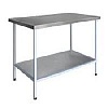 Стол СПЭ 1200*500*850 борт, полка сплошная нерж, каркас св. труба краш.