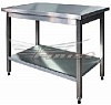Стол СППр 1500*700*850 борт, полка сплошная нерж., каркас - разборный труба нерж. 