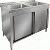 Стол нержавеющий закрытый купе с моечными ваннами HICOLD НСЗК2М-11/6Б